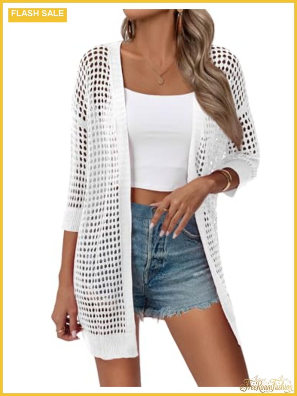 Women's Crochet Kimono Cardigan Lightweight Boho Coverup Oversized